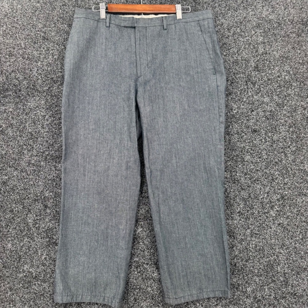 Banana Republic Mens 38R Blue Gray Wool Cotton Blend Dress Pants Made in Italy